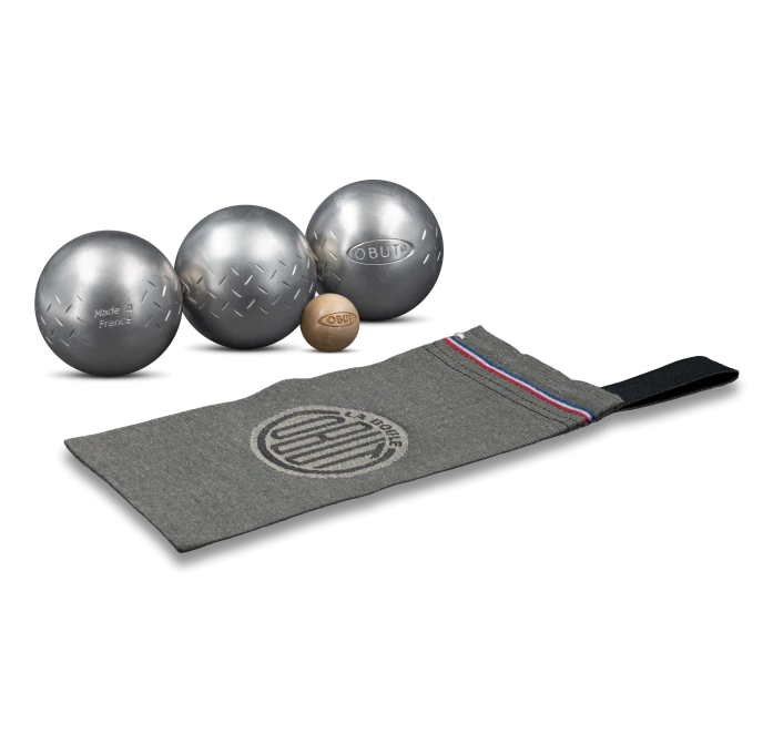 Kit boule de pétanque loisir acier inox adulte obut motif chevron