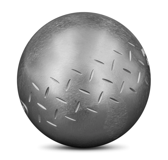 boule de pétanque loisir acier inox adulte obut motif chevron face avant