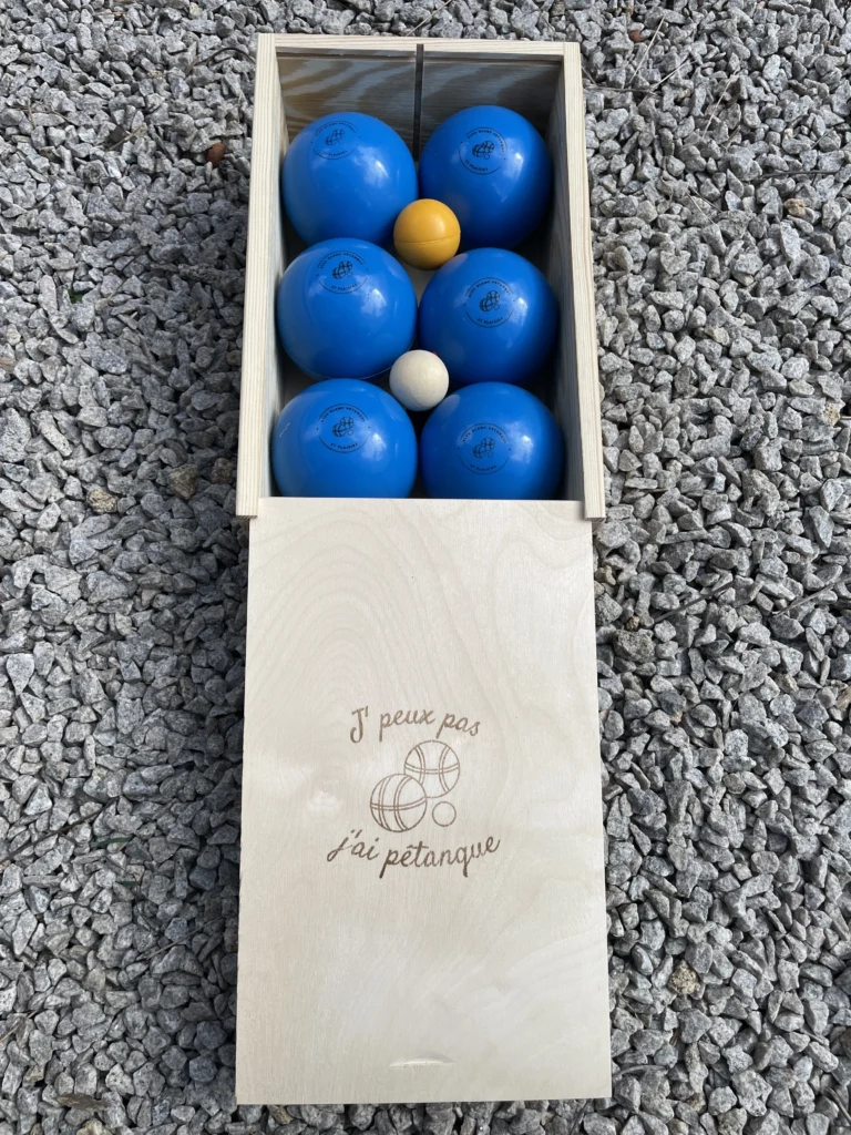 Coffret Bois Boules d'intérieur PVC Bleu Roi