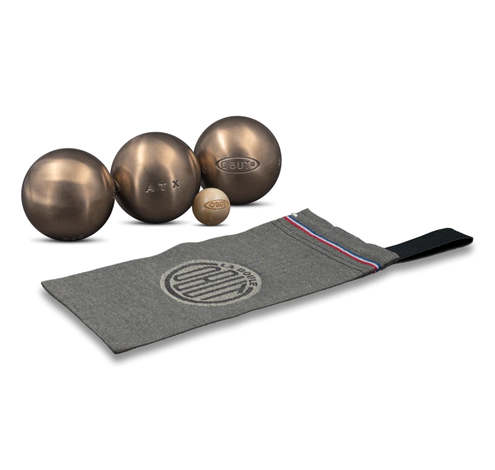 kit boule de pétanque obut atx3 lisse inox demi tendre